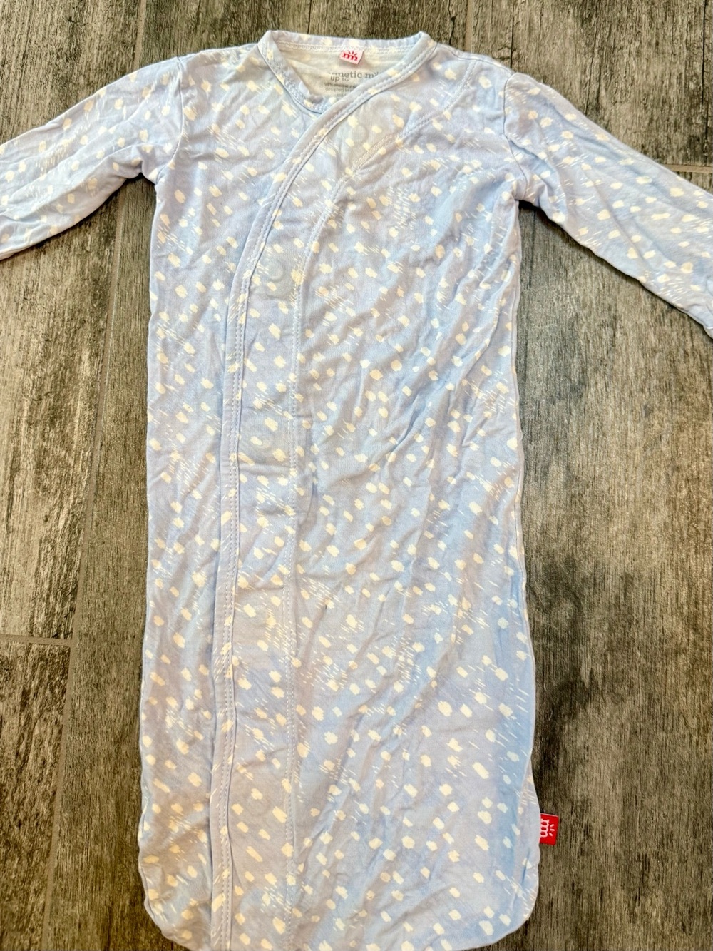 Magnetic Me Pale Blue Sleep Sack Gown with White Dot Cloud Print - NB-3 mo